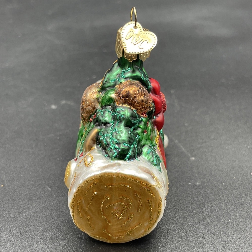 Old World Christmas / OWC Glass Ornament YULE LOG 3" - Picture 2 of 6